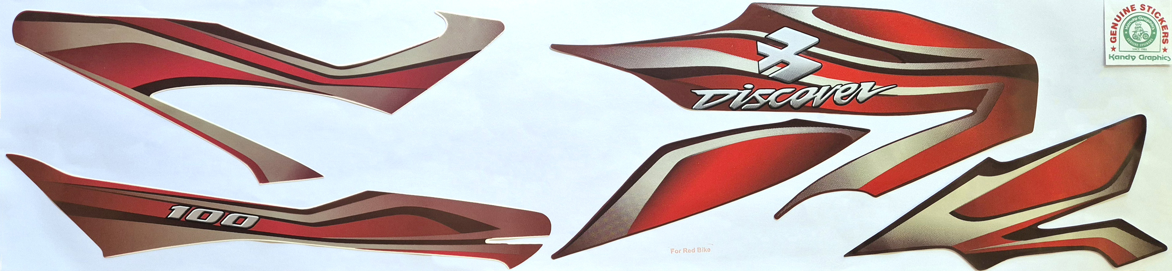 Bajaj Discover 100 Red Bike — DISCOVER sticker Sri Lanka